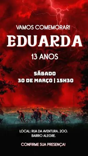 Convite de Aniversário Stranger Things Editável