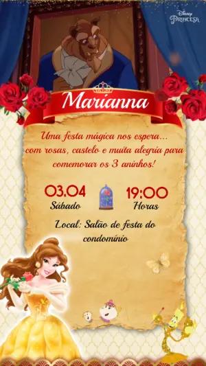 Vídeo Convite de Aniversário A Bela e a Fera para Editar
