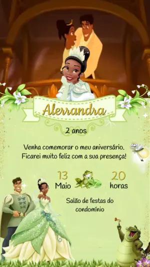 Vídeo Convite Aniversário A Princesa e o Sapo Modelo Editável