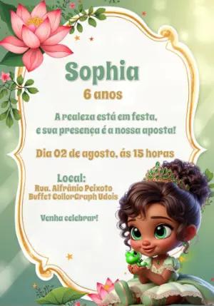 Convite Aniversário Princesa e o Sapo para Editar Online