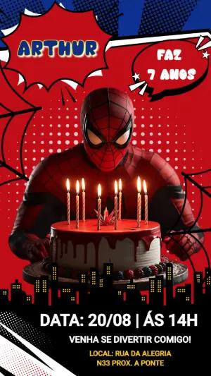 Convite de Aniversário Homem-Aranha: Modelo Digital Editável