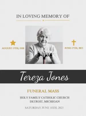 Elegant Funeral Mass Memorial Invitation to Edit Online