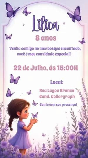 Convite Aniversário Jardim das Borboletas para Editar Online
