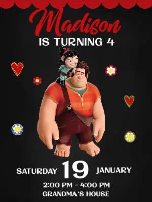 Wreck-It Ralph Birthday Invitation Template to Edit Online
