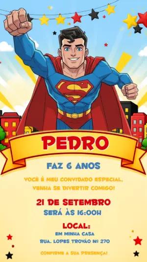 Convite de Aniversário Superman para Editar