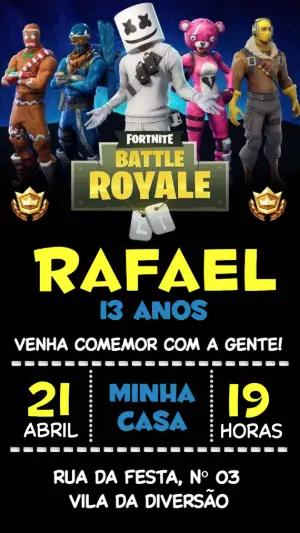 Convite Digital Aniversário Gamer Battle Royale para Editar