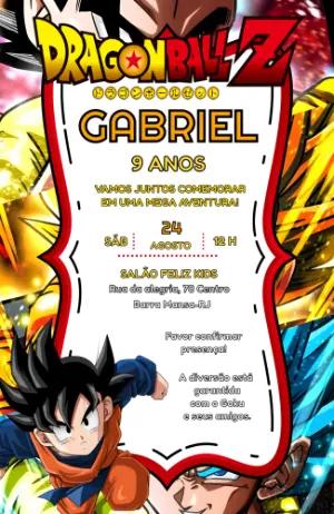 Vídeo Convite de Aniversário Dragon Ball Z com Goku para Editar