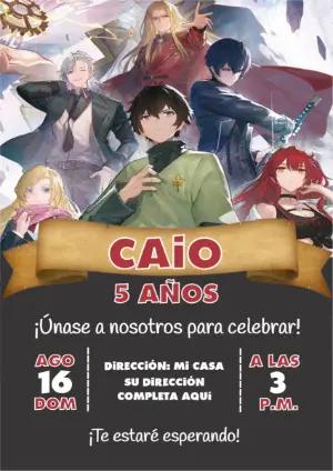 Invitación de Cumpleaños Estilo Anime Fantasía para Editar