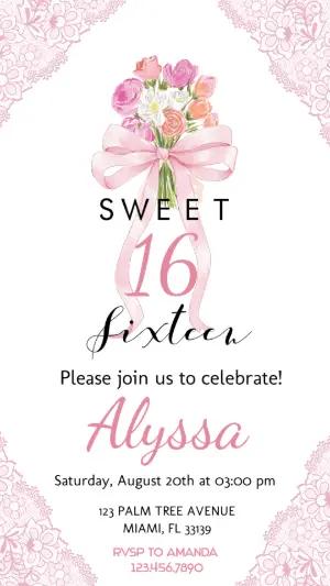 Elegant Floral Sweet 16 Invitation Template to Edit