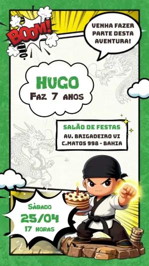 Convite de Aniversário Lutador Estilo HQ para Editar