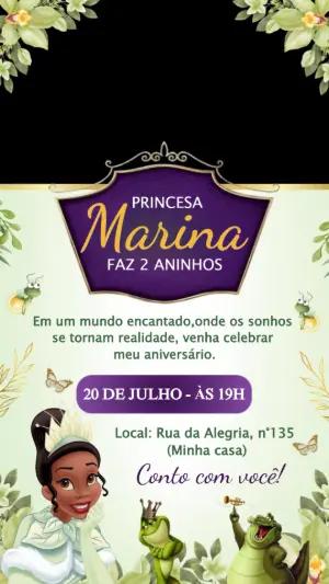 Convite Animado A Princesa e o Sapo para Editar Online