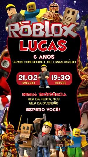 Convite Digital Roblox Aniversário Infantil Modelo Editável