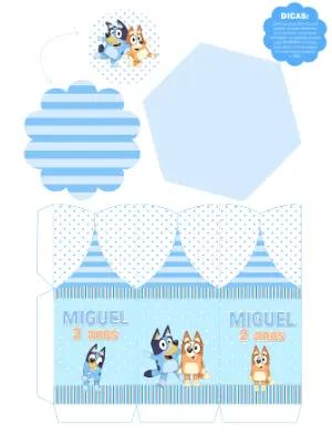 Centro de Mesa Personalizável Tema Bluey para Aniversário Editável