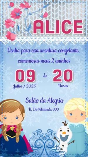 Convite de Aniversário Frozen Aventura Congelante para Editar