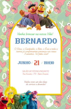Convite Digital Aniversário Infantil Turma do Elmo Editável