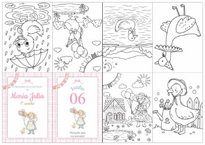 Livrinho de Colorir Gansinha Fofa Aniversário Editável