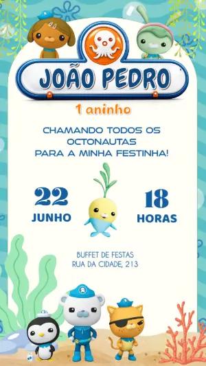 Convite de Aniversário Octonautas Editável para Festa Infantil