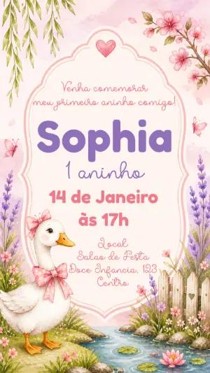 Convite de Aniversário Ganso Aquarela para Editar