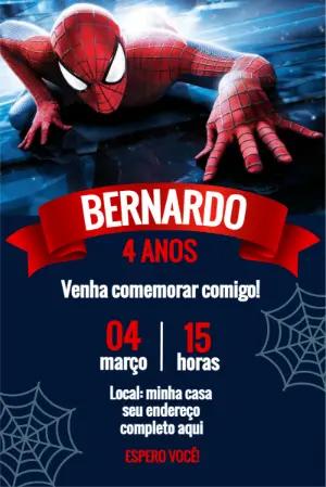 Convite de Aniversário Homem Aranha | Modelo Digital Editável