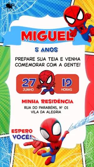 Convite de Aniversário Homem-Aranha Baby Gibi para Editar