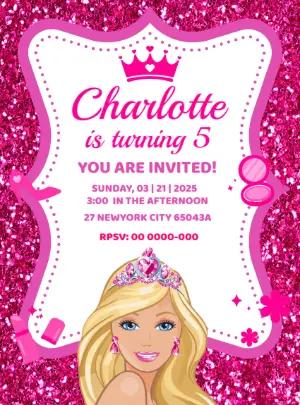 Fashion Doll Birthday Invitation to Edit Online