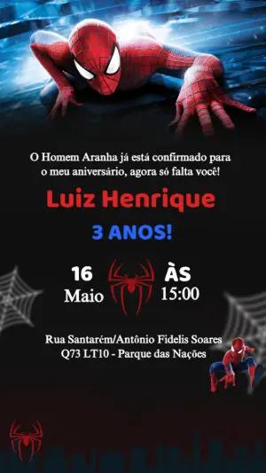 Convite de Aniversário Homem Aranha para Editar Online
