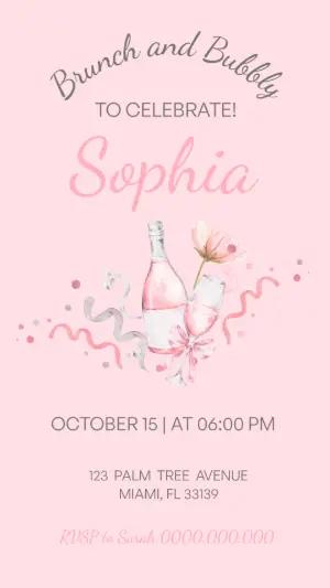 Elegant Brunch and Bubbly Invitation Editable Template