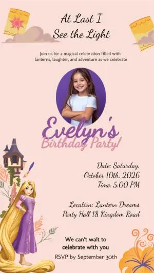 Magical Rapunzel Birthday Invitation Editable Template