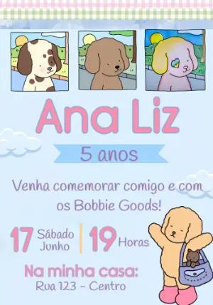 Convite de Aniversário Bobbie Goods Cachorrinhos Editável