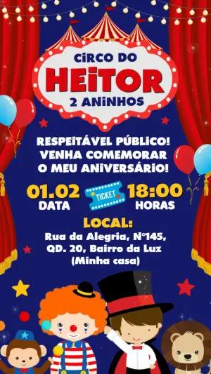 Convite de Aniversário Infantil Tema Circo para Editar