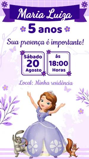 Convite de Aniversário Princesinha Sofia Editável