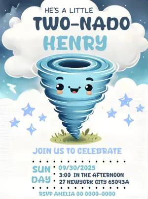 Editable Two-Nado Birthday Invitation for Boys | Digital Template