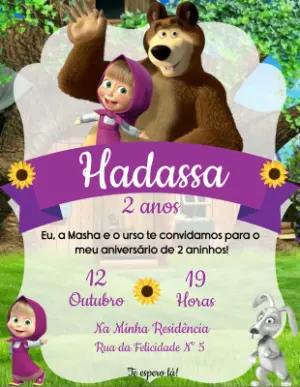 Convite Aniversário Masha e o Urso para Editar Online