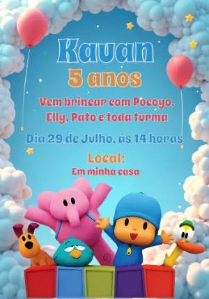 Convite Aniversário Pocoyo e Turma para Editar Online