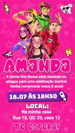 Convite de Aniversário Dos Rosas Colorido para Editar Online