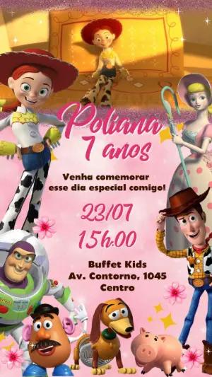 Convite Animado Aniversário Toy Story para Editar Online