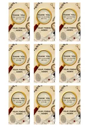 Editable Detective Party Thank You Tag Template