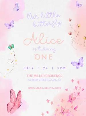 Butterfly Birthday Invitation Template to Edit Online