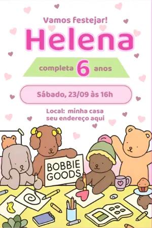Convite de Aniversário Ursinhos Fofos para Editar Online