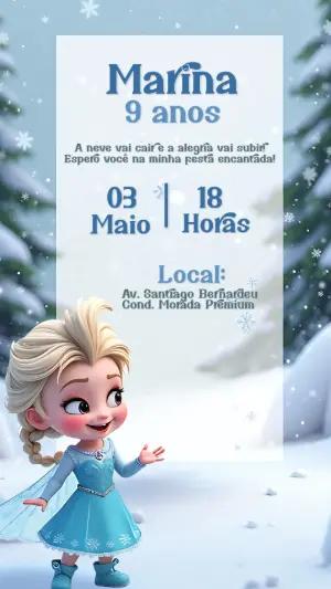 Convite de Aniversário Frozen para Editar e Enviar Online