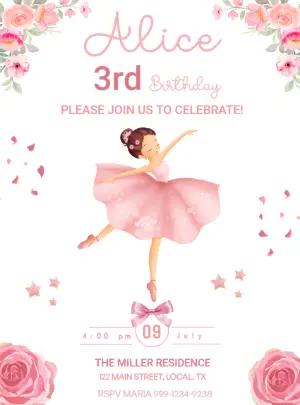 Ballerina Birthday Invitation Template to Edit Online