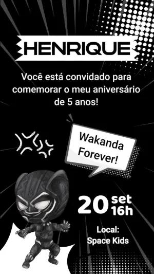 Convite de Aniversário Pantera Negra para Editar Online