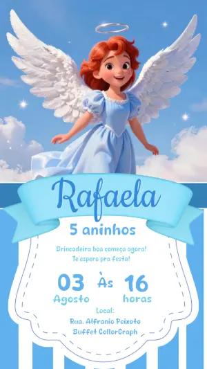 Convite de Aniversário Anjinho Azul para Editar
