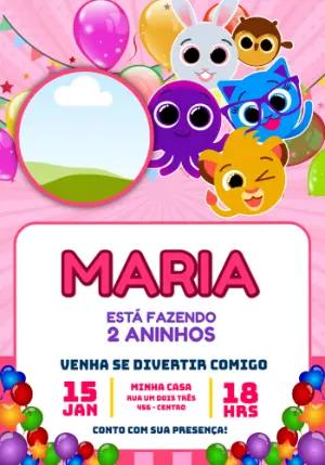 Convite de Aniversário Infantil com Bolofofos para Editar