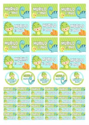 Kit Etiqueta Escolar Dinossauro para Editar e Imprimir