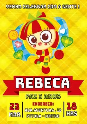 Convite de Aniversário Emília Sítio do Picapau Amarelo para Editar