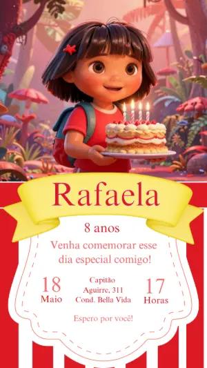 Convite de Aniversário Dora Aventureira 3D Modelo Editável