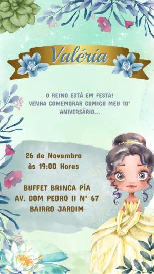 Convite de Aniversário Princesa Aquarela para Editar Online