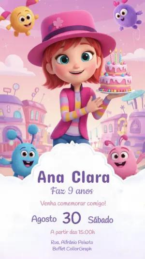 Convite Infantil Tema Monstrinhos Fofos Editável Digital