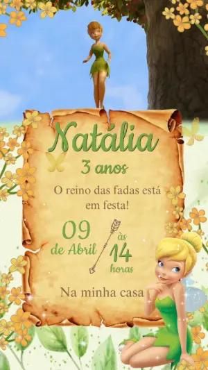 Convite Animado Aniversário Sininho Tinker Bell para Editar